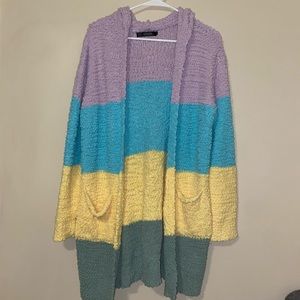 Color block sweater with hood